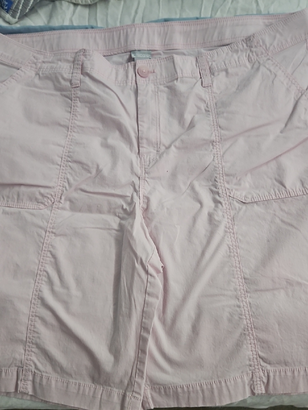 Chico's Pale Pink Bermuda Shorts with Patch Pockets